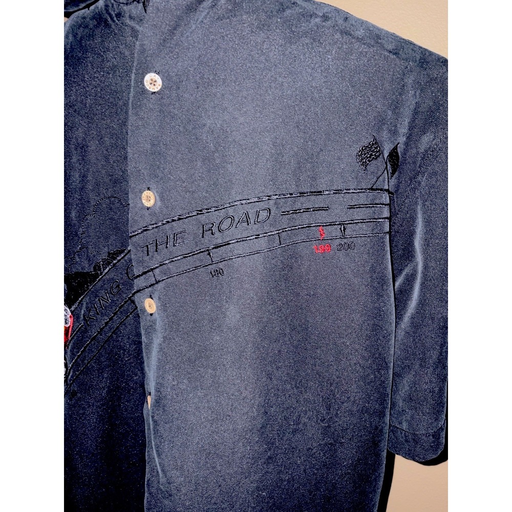 Bamboo Cay Bugatti King Of The Road Embroidered Button Up Hawaiian Black Med - Picture 5 of 10